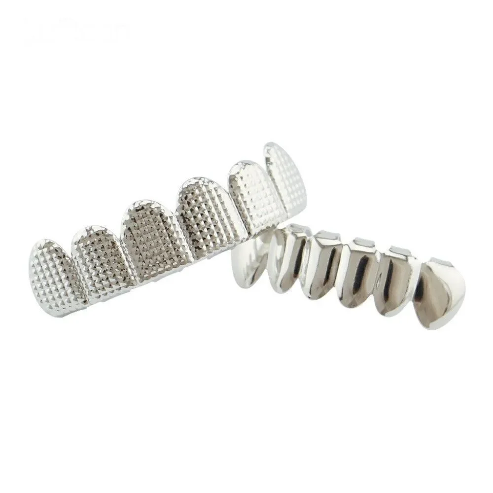 Hip Hop Silver Plated Grillz Set Top & Bottom